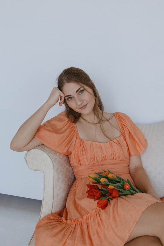 Creamsicle Puff Sleeve Dress