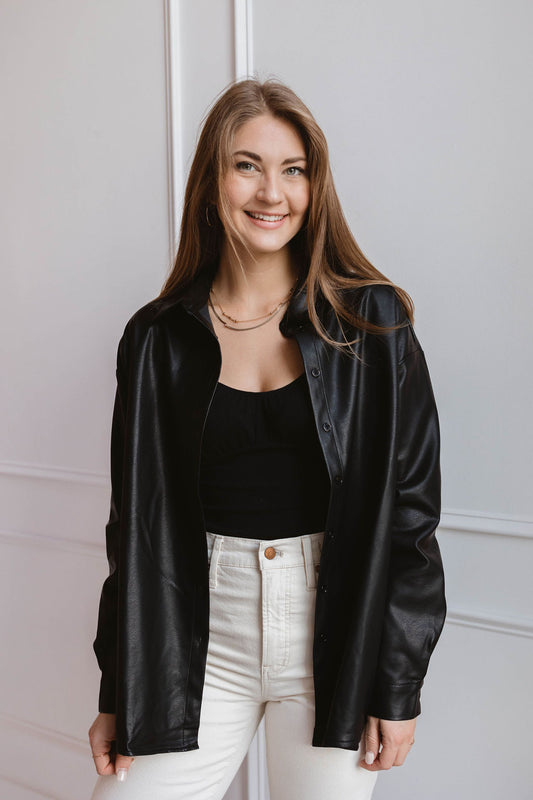 Kiss & Tell Leather Shacket